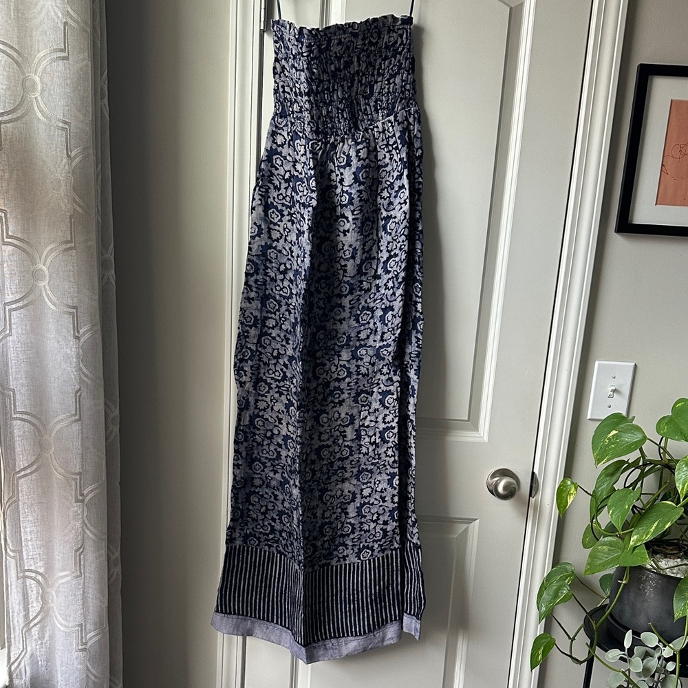 Faherty Navy Floral Maxi Dress